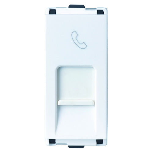 L&T Englaze Twin RJ 11 Socket With Shutter 1M Snow White CB92201TW11 