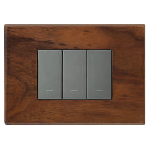 L&T Englaze Wood Cover Plate Without Grid Frame Mocha Wood 1-18Module 