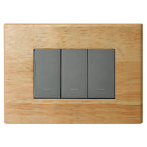 L&T Englaze Wood Cover Plate Without Grid Frame Beige Wood 1-18Module 