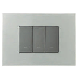 L&T Englaze Metal(AluminIum) Cover Plate Without Grid Frame Brush Silver 1-18Module 