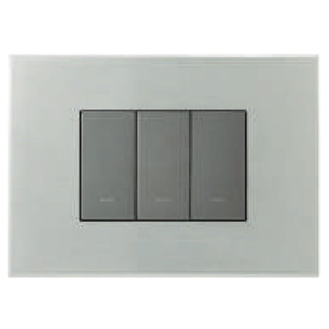 L&T Englaze Metal(AluminIum) Cover Plate Without Grid Frame Brush Silver 1-18Module 