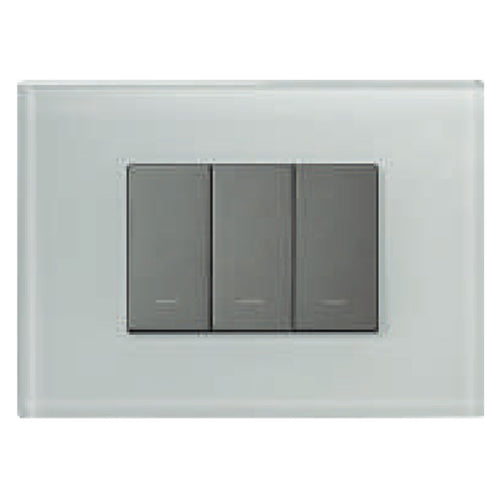 L&T Englaze Glass Cover Plate Without Grid Frame Icy White 1-18Module 