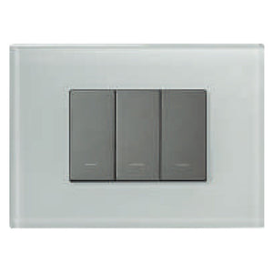 L&T Englaze Glass Cover Plate Without Grid Frame Icy White 1-18Module 