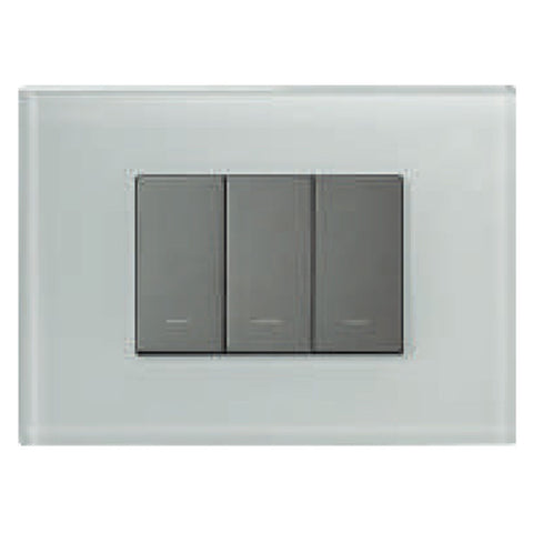L&T Englaze Glass Cover Plate Without Grid Frame Icy White 1-18Module 