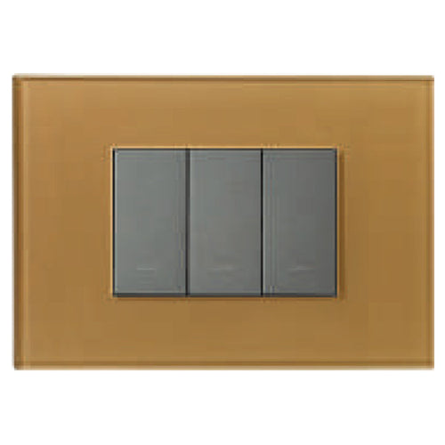 L&T Englaze Glass Cover Plate Without Grid Frame Champagne Gold 1-18Module 