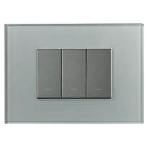 L&T Englaze Glass Cover Plate Without Grid Frame Silky Silver 1-18Module 