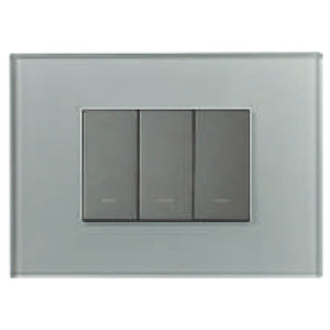 L&T Englaze Glass Cover Plate Without Grid Frame Silky Silver 1-18Module 