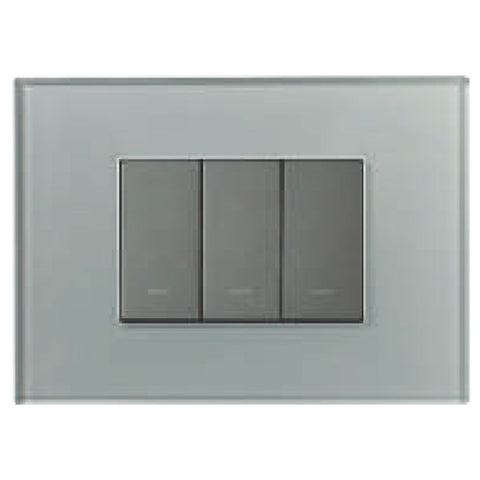 L&T Englaze Glass Cover Plate Without Grid Frame Silky Silver 1-18Module 