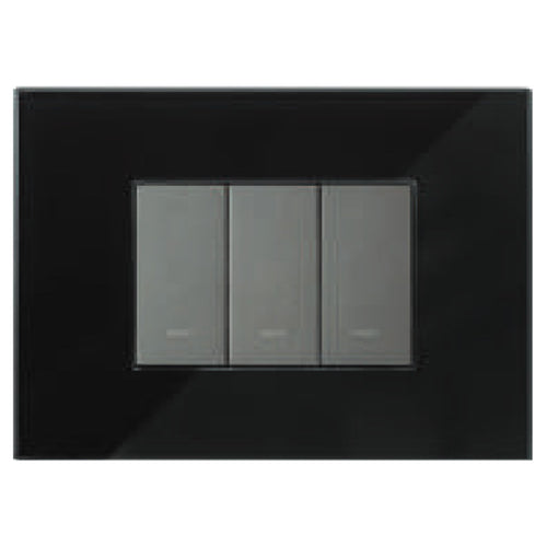 L&T Englaze Glass Cover Plate Without Grid Frame Midnight Black 1-18Module 