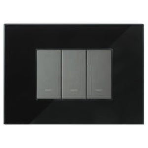 L&T Englaze Glass Cover Plate Without Grid Frame Midnight Black 1-18Module 