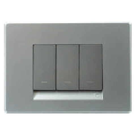 L&T Englaze Cover Plates With Grid Frame Moonlight Silver 1-18Module 