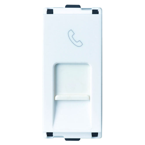 L&T enGem RJ11 Telephone Socket With Shutter 1M White CB93101TW11 