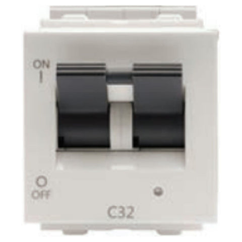 L&T Englaze Double Pole Mini MCB With LED Indicator 3 kA 2M Snow White 