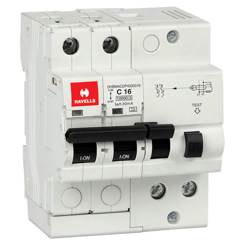 Havells SPN RCBO Two Pole 16A 16A DHBMACDP4030016 