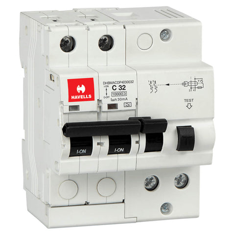 Buy Havells SPN RCBO Two Pole 32A 32A DHBMACDP4030032 Online at