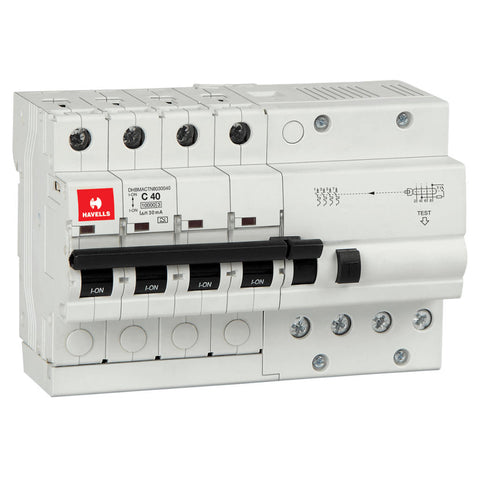 Havells TPN RCBO Four Pole 30 mA 40A DHBMACTN8030040 