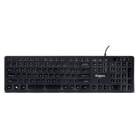 Fingers Magnifico MoonLit Wired USB Keyboard Black 