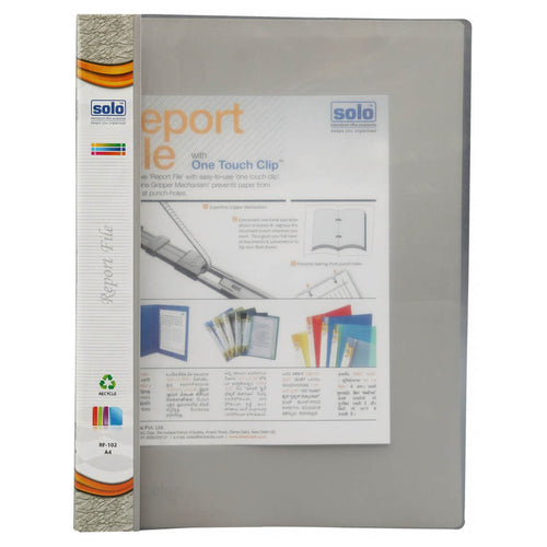 Solo Report File With Transparent Top Grey A4 RF102 