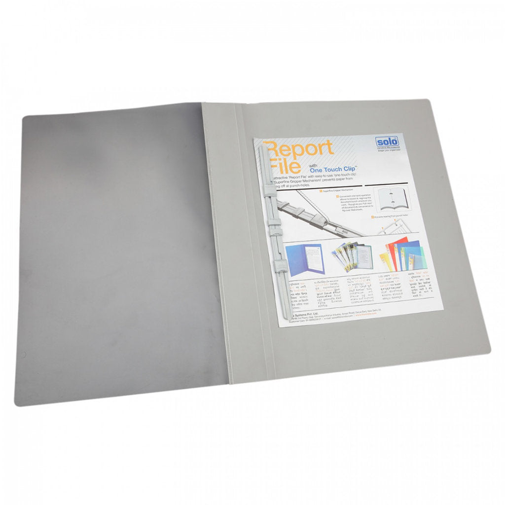 Solo Report File With Transparent Top Grey A4 RF102