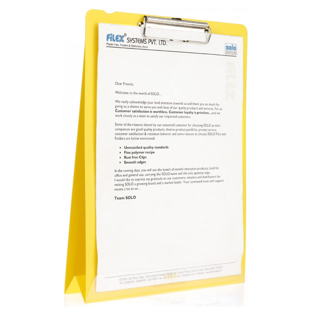 Solo Display Clip Board Stand Pastel Yellow A4 DCBA4
