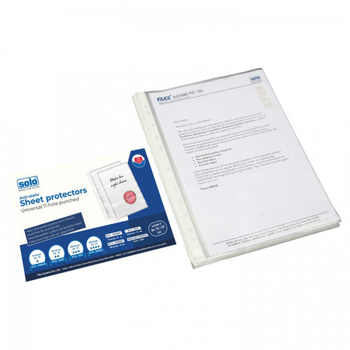 Solo Sheet Protector With Silver 150 Microns Clear F/C SP112 