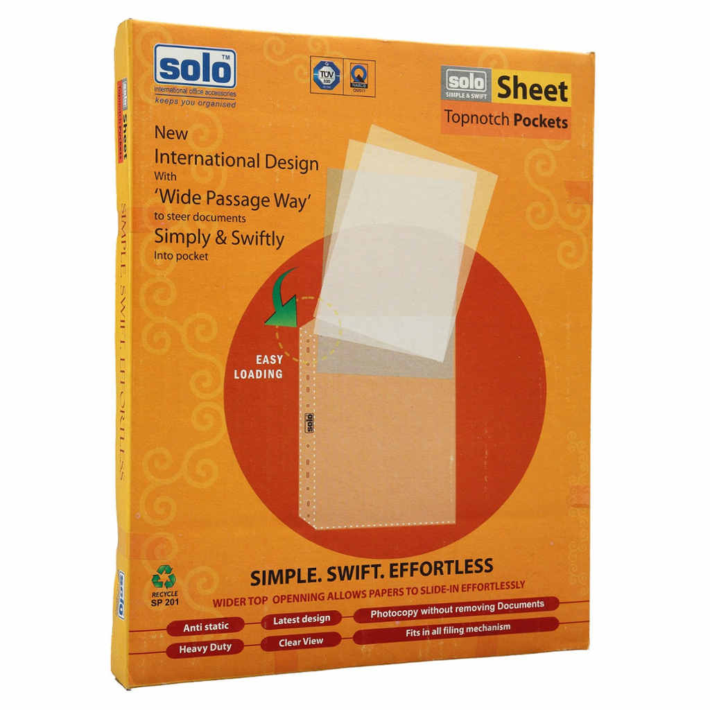 Solo Sheet Protector With Topnotch Pockets Clear A4 SP201