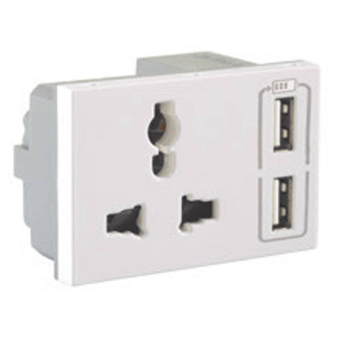 Legrand Lyncus Combi Twin USB Multistandard Socket Type A 2400 mA White 6772 92 