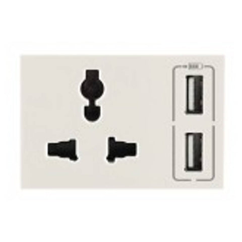 Legrand Lyncus Combi Twin USB Multistandard Socket Type A & Type c 2400 mA White 6772 94 
