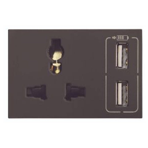 Legrand Lyncus Combi Twin USB Multistandard Socket Type A 2400mA Chic Grey 6774 92 