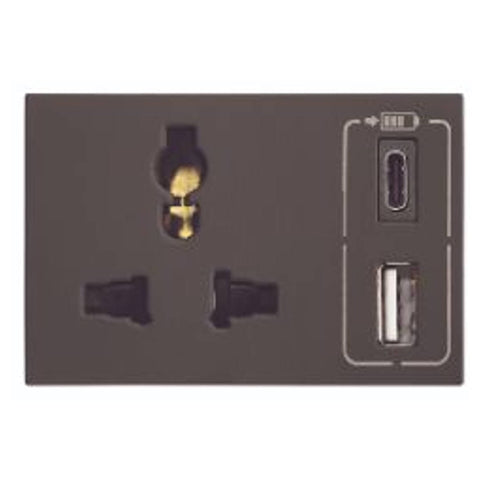 Legrand Lyncus Combi Twin USB Multistandard Socket Type A & Type C 2400mA Chic Grey 6774 94 