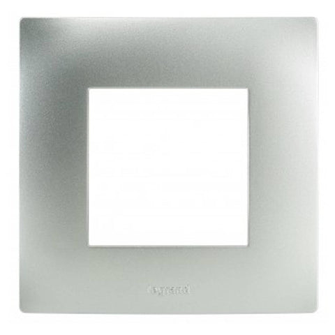 Legrand Lyncus Plate With Frame 2M Matt Silver 6776 02 