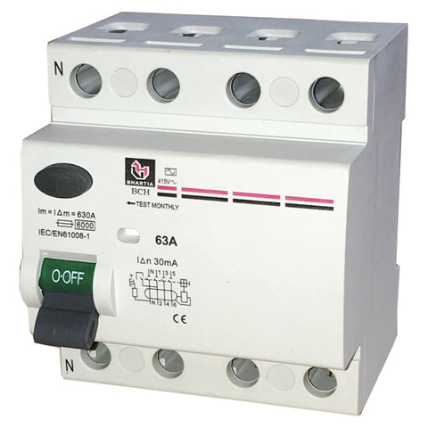 BCH RCCB Four Pole 63A 100mA BCHRCB100FPC63 