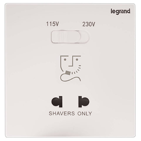 Legrand Myrius Nextgen Shaver Socket Monoblock Width Plate 2M White 6792 58 