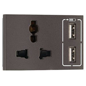 Legrand Myrius Nextgen Combi Twin USB Multistandard Socket Type A 3100mA 3M Charcoal Grey 6794 92 