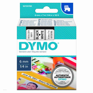Dymo S0720780 D1 Label Tape Black On White 6mm x 7m 43613 