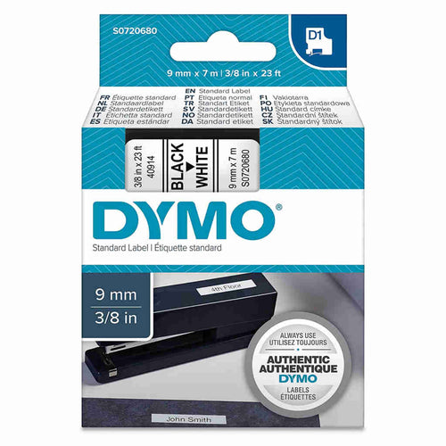 Dymo S0720680 D1 Label Tape Black On White 9mm X 7m 40913 