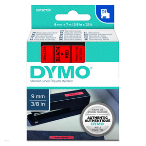 Dymo S0720720 D1 Label Tape Black On Red 9mm X 7m 40917 