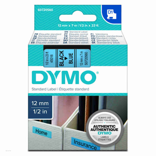 Dymo S0720560 D1 Label Tape Black on Blue 12mm x 7m 45016 