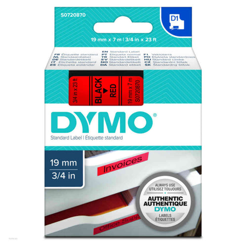 Dymo S0720870 D1 Label Tape Black on Red 19mm x 7m 45807 