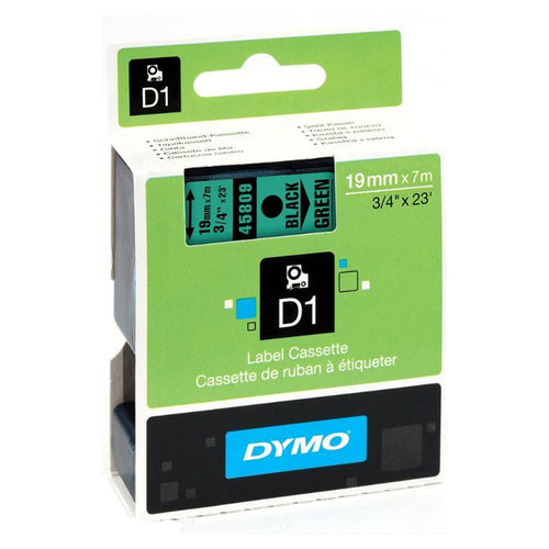 Dymo S0720890 D1 Label Tape Black On Green 19mm x 7m 45809 