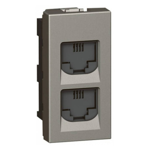 Legrand Arteor RJ11 Double Telephone Socket 1M Magnesium 5736 27 
