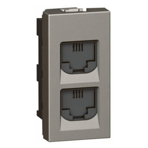 Legrand Arteor RJ11 Double Telephone Socket 1M Magnesium 5736 27 