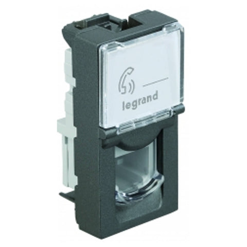 Legrand Arteor RJ11 Telephone Socket With Shutter 1M Magnesium 5736 26 