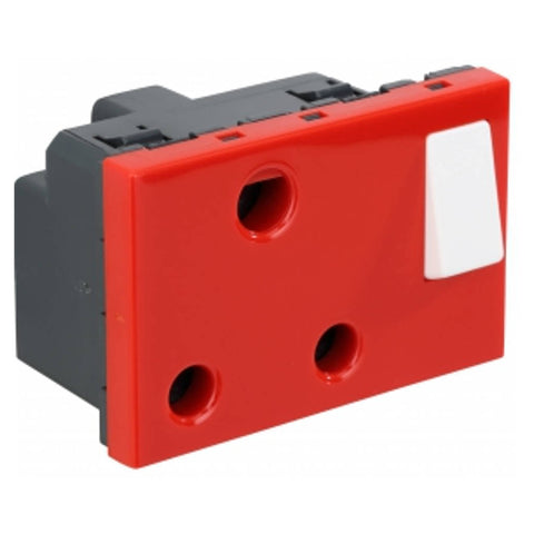 Legrand Arteor Dedicated 3 Pin Indian Socket With Switch 2P+E 3M 16A Red 5738 10 