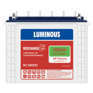 Luminous Red Charge Tubular Inverter Battery 150Ah RC18000 