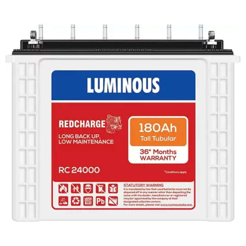 Luminous Red Charge Tubular Inverter Battery 180Ah RC 24000 
