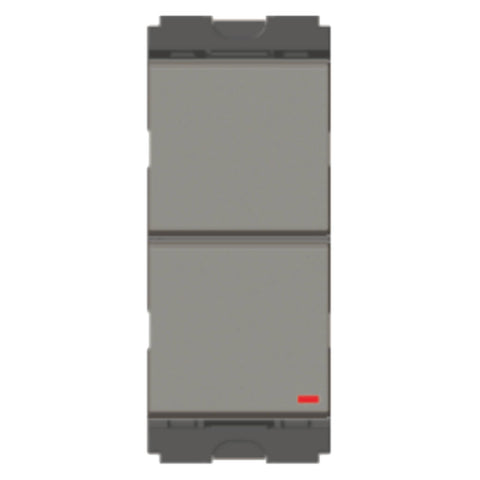 Norisys Cube Series 2Gang Twin Switch With Indicator 6A 1+1Way 1M C2111 .02 