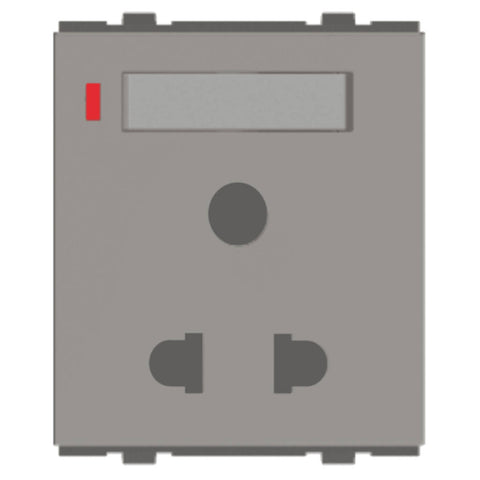 Norisys Cube Series Integral Shuttered Socket With Switch 6A 3+2Pin Round & Flat 2M D5212 .02 