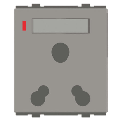 Norisys Cube Series Integral Shuttered Socket With Switch 16A/6A 3Pin 2M D5332 .02 
