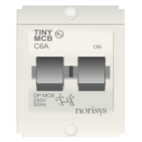 Norisys Square Series Tiny MCB Double Pole 6-32A 